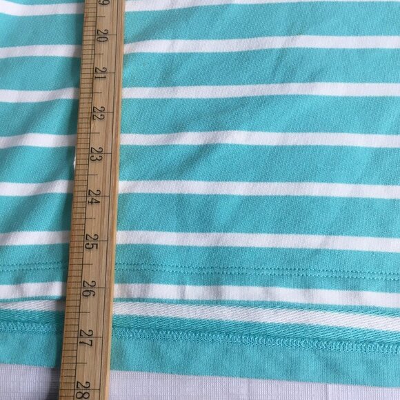 L.L.Bean Rugby Pullover Womens Large Green White Striped Henley Long Sleeve Top - Picture 10 of 16
